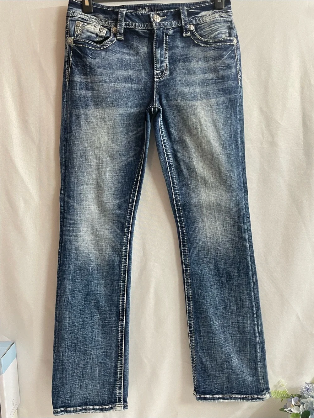 Miss Me Women’s Light Blue Mid-Rise Tailored Boot Jeans Size 30 - Picture 3 of 16